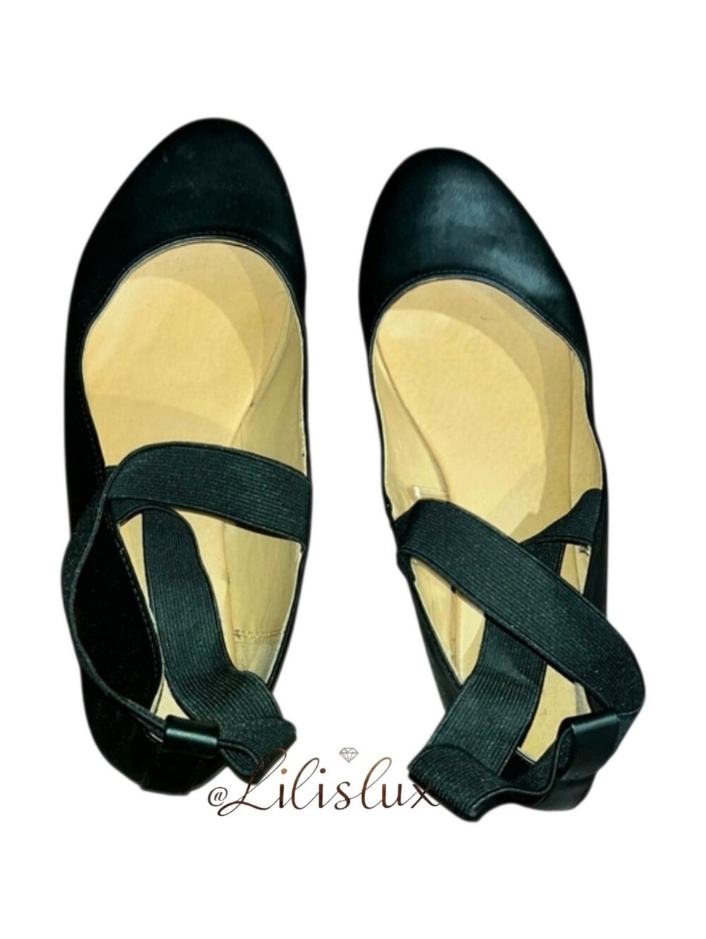 New York And Company Black Ballet Flat Size 8 Ankle Straps GUC